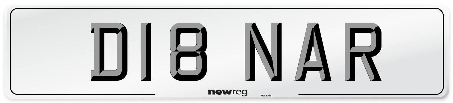 D18 NAR Number Plate from New Reg